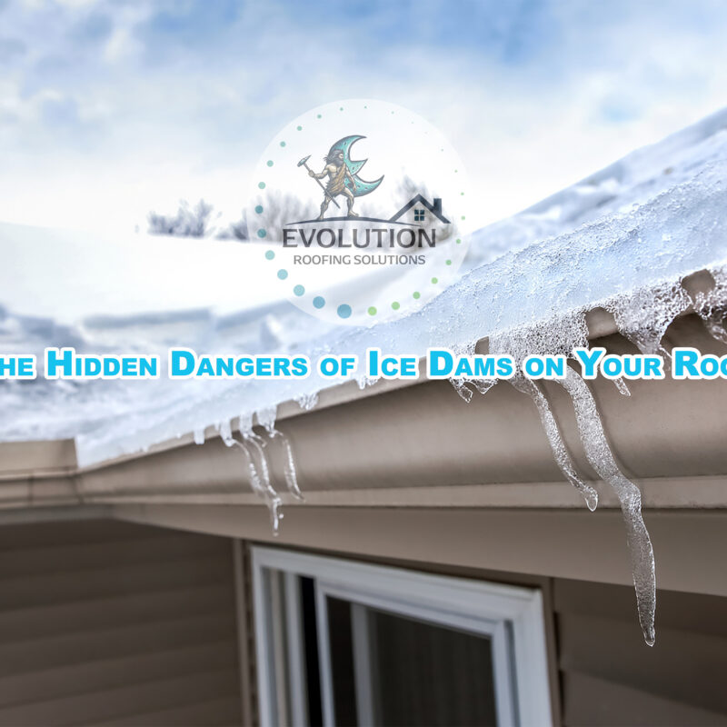 Image shows an ice dam on a roof