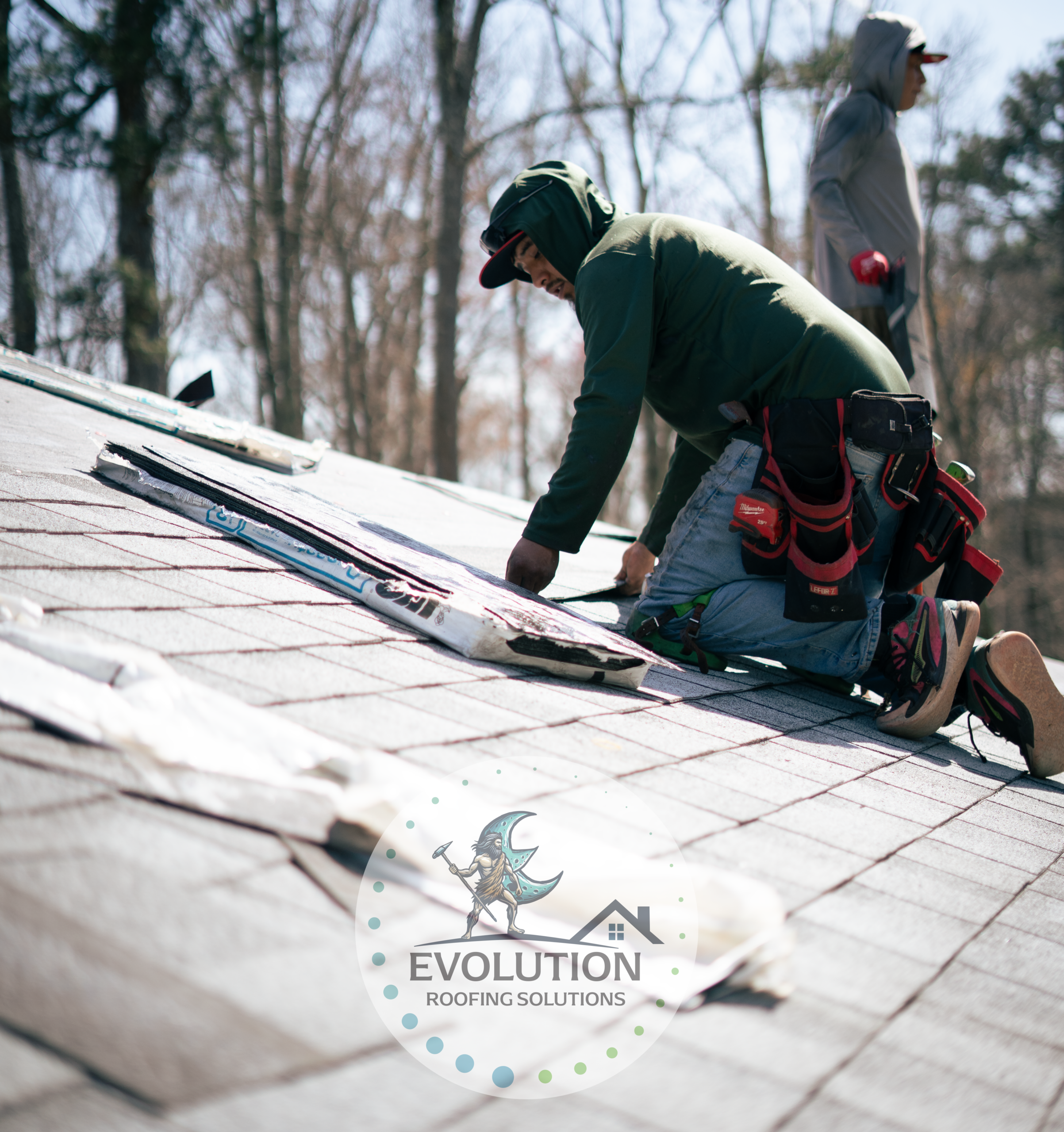 A roofer installs a brand new roof